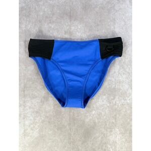 Robin Piccone Blue Black Mesh Bikini Bottom Swim Brief Style 204569E Womens L
